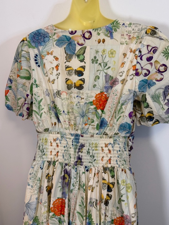 NWT by Anthropologie Floral Cream V-Neck Maxi Dress with Puff Sleeves - Picture 5 of 11